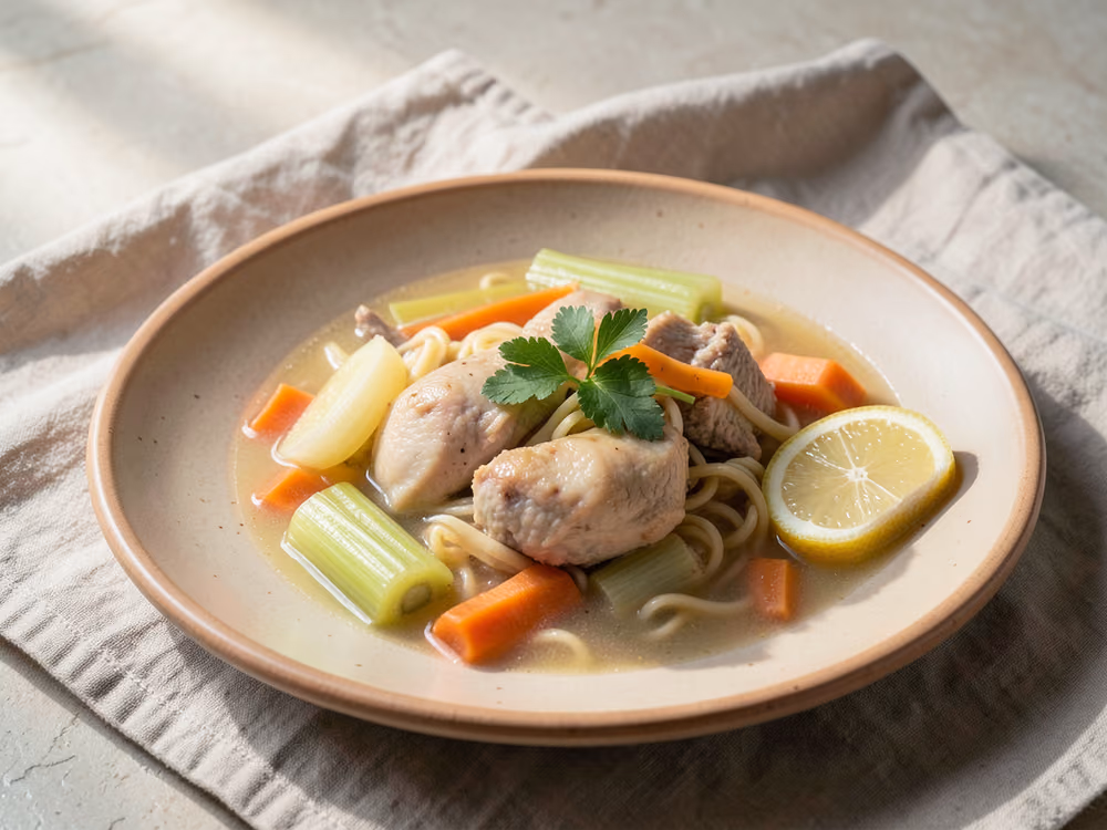 Sopa clásica de pollo con fideos