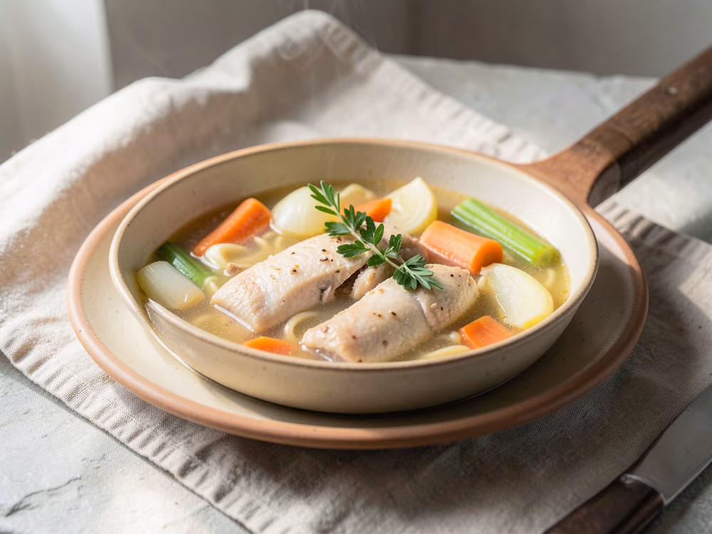 Sopa clásica de pollo con fideos