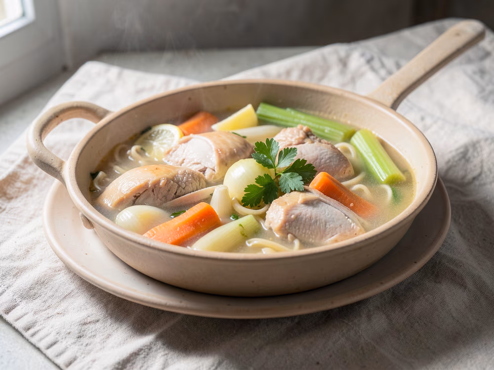 Sopa clásica de pollo con fideos