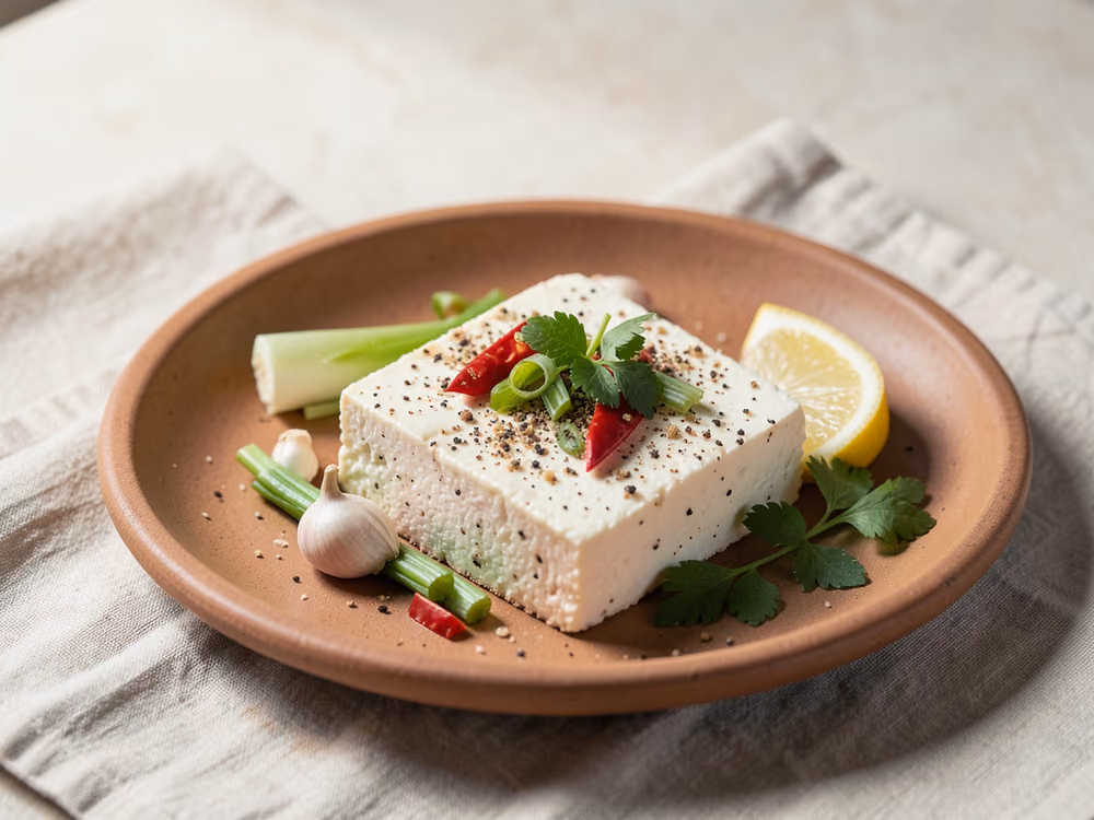 Tofu salteado con sal y pimienta