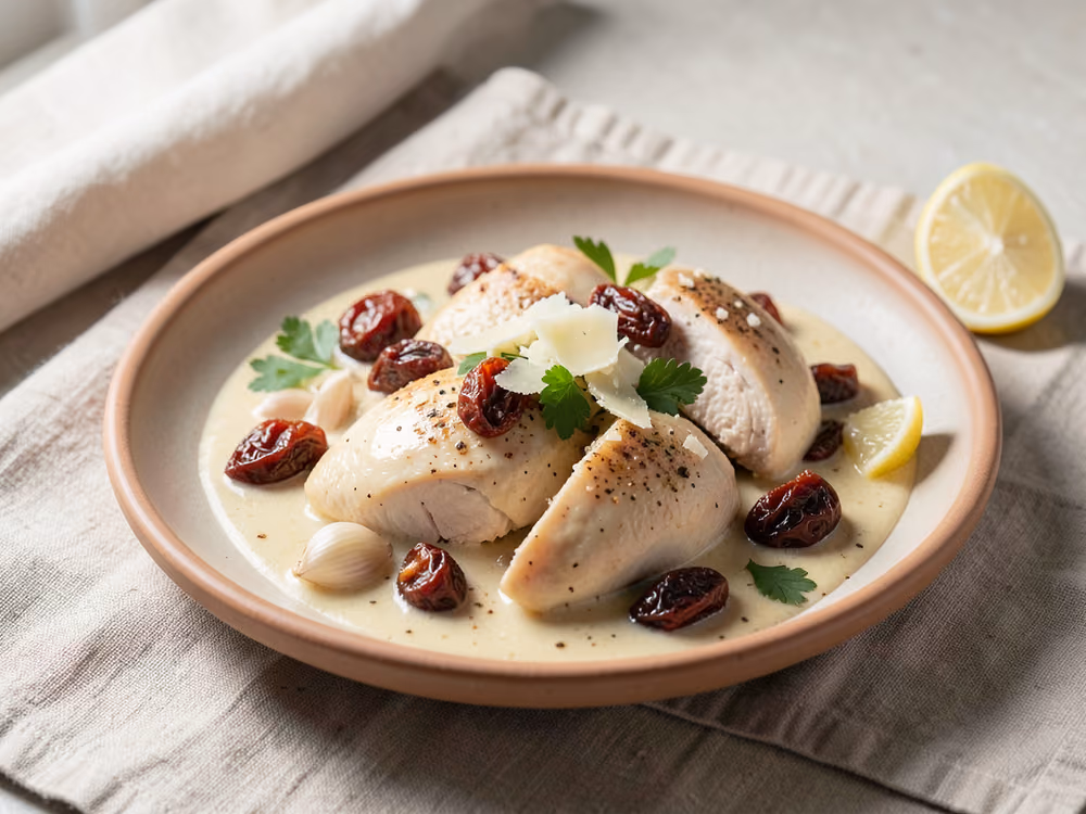 Pollo cremoso a la toscana